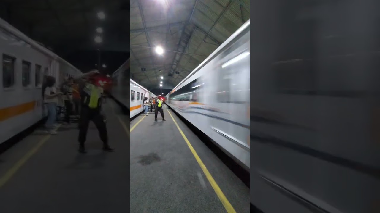 Momen super ngebut KA. Argo Sindoro di stasiun Pemalang