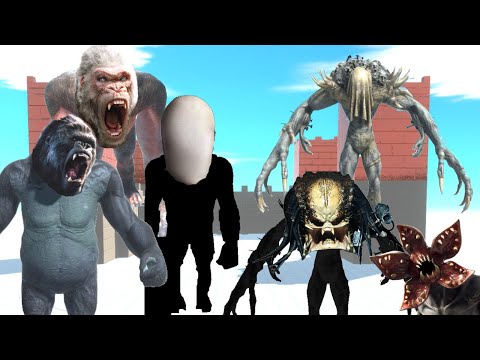 KING KONG + GEORGE RAMPAGE + SLENDERMAN VS KING SCOURGE + DEMOGORGON + PREDATOR - ARBS