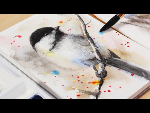 Watercolor Bird Painting Tutorial - Step by Step How To Paint a Chickadee With Watercolours