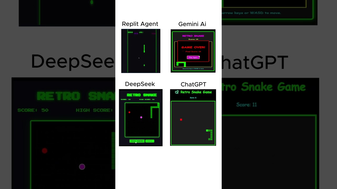 #ChatGPT vs #Gemini vs #Replit vs #Deepseek – Who Coded the Best #SnakeGame in JS? 🐍 #codebyunknown