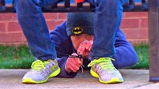 👑 Tying Peoples Shoes and Stealing their Stuff Prank
