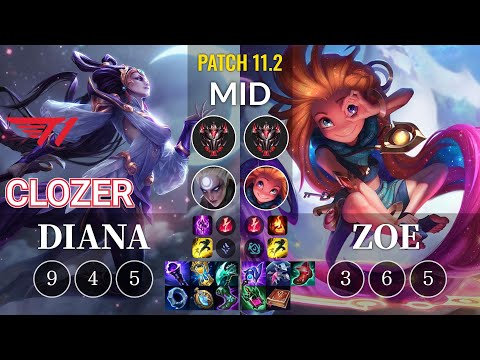 T1 Clozer Diana vs Zoe Mid - KR Patch 11.2