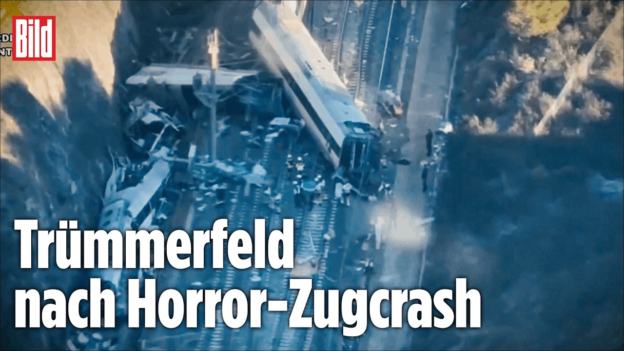 ZUGKATASTROPHE BEI CÓRDOBA: Drohnen zeigen Trümmerfeld – mindestens 39 Tote