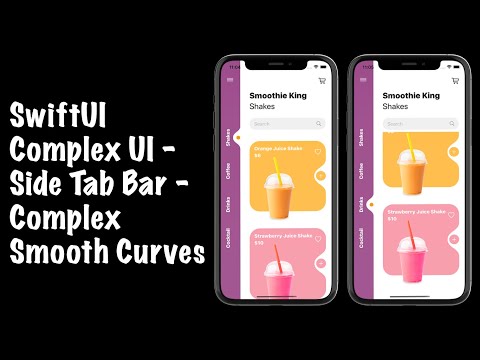 SwiftUI Complex UI - Food App UI - Side Tab Bar - Complex Smooth Curves - SwiftUI 2.0 Tutorials