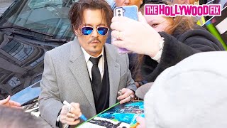 Johnny Depp Signs Autographs For A Mob Of Fans At The 'Jeanne Du Barry' Movie Premiere In London, UK