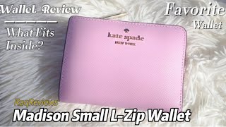 Kate Spade Madison Small L-Zip Wallet Review | What Fits Inside? RaqReviews