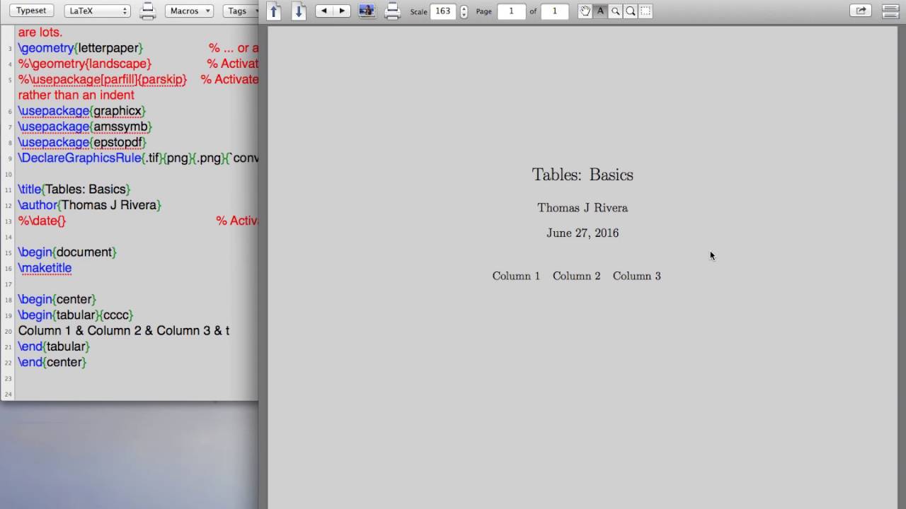 LaTex Tutorial 7: Basic Tables