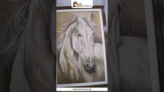 Handmade Horse Wall Painting with Wooden Frame in Pakistan | Premium Animal Wall Art Decor