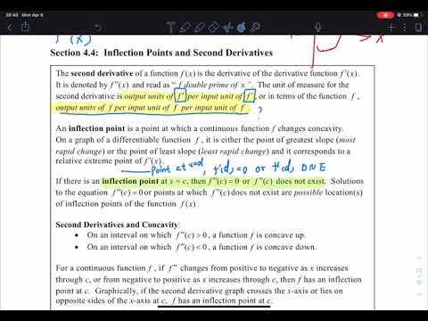 Sec 4.4 inflection points and second derivative