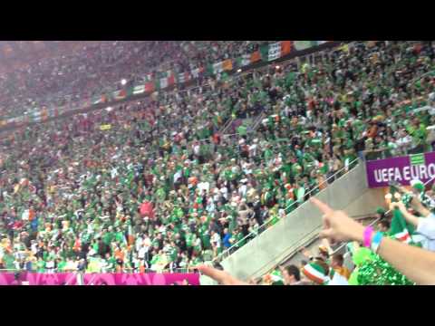 Spain vs Ireland Euro 2012 Irish fans singing The Fields of Athenry in PGE Arena