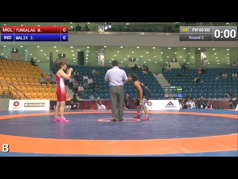 Round 2 FW - 60 kg: S. MALIK (IND) df. M. TUNGALAG (MGL) by TF, 13-0