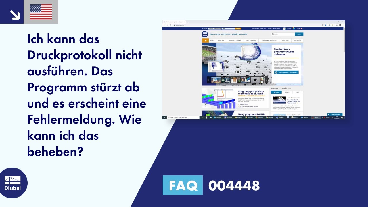 [DE] FAQ 004448 | Ich kann das Druckprotokoll nicht ausführen. Das Programm stürzt ab und es erscheint eine Fehlermeldung. Die...