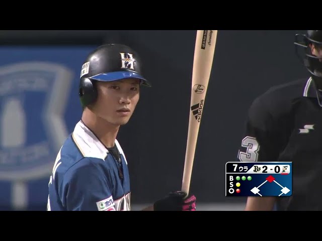 【7回裏】ファイターズ・西川 俊足生かし今シーズン11本目の3ベース!! 2014/9/27 F-Bs