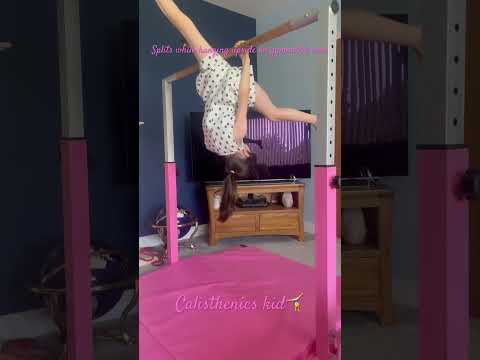 How I do the splits on the gym bars. Always upside down. #calisthenics #calisthenickid #shorts #fyp