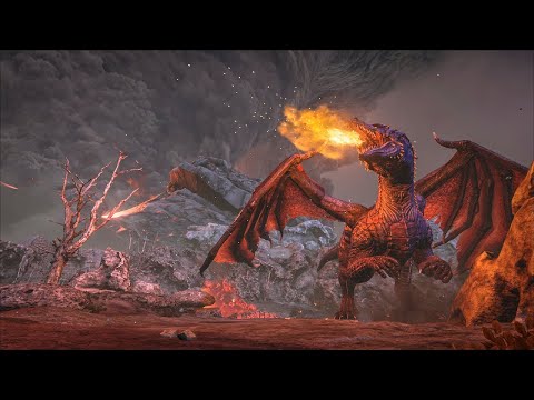 Alpha Dragon Boss Fight With Deinonychus | On ARK Pc Official Server