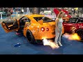 Supercars Revving At Car Show LOUD SVJ GT R R35 Catches FIRE Regera Top Secret Supra
