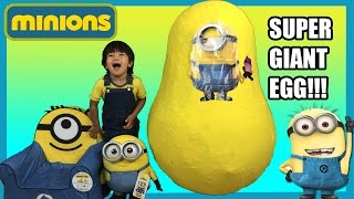GIANT EGG SURPRISE MINION from Despicable Me kids Video Ryan ToysReview