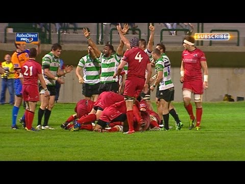 Simone Favaro goes over from close range for try - Benetton Treviso v Edinburgh 19th Apr 2013