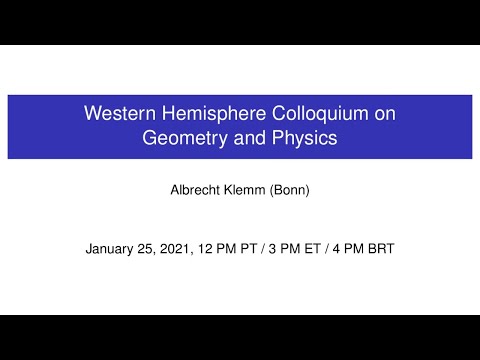 WHCGP: Albrecht Klemm, "Calabi-Yau modularity and Feynman graphs"