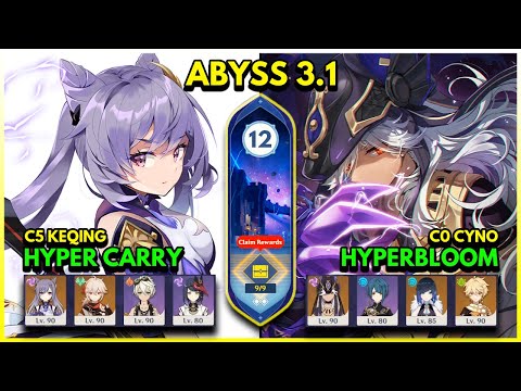 3.1 Spiral Abyss Floor 12 (9 Stars) C5 KEQING & C0 CYNO - Genshin Impact