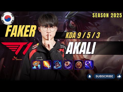 T1 Faker AKALI vs GALIO Mid - Patch 25.24 KR Ranked | lolrec