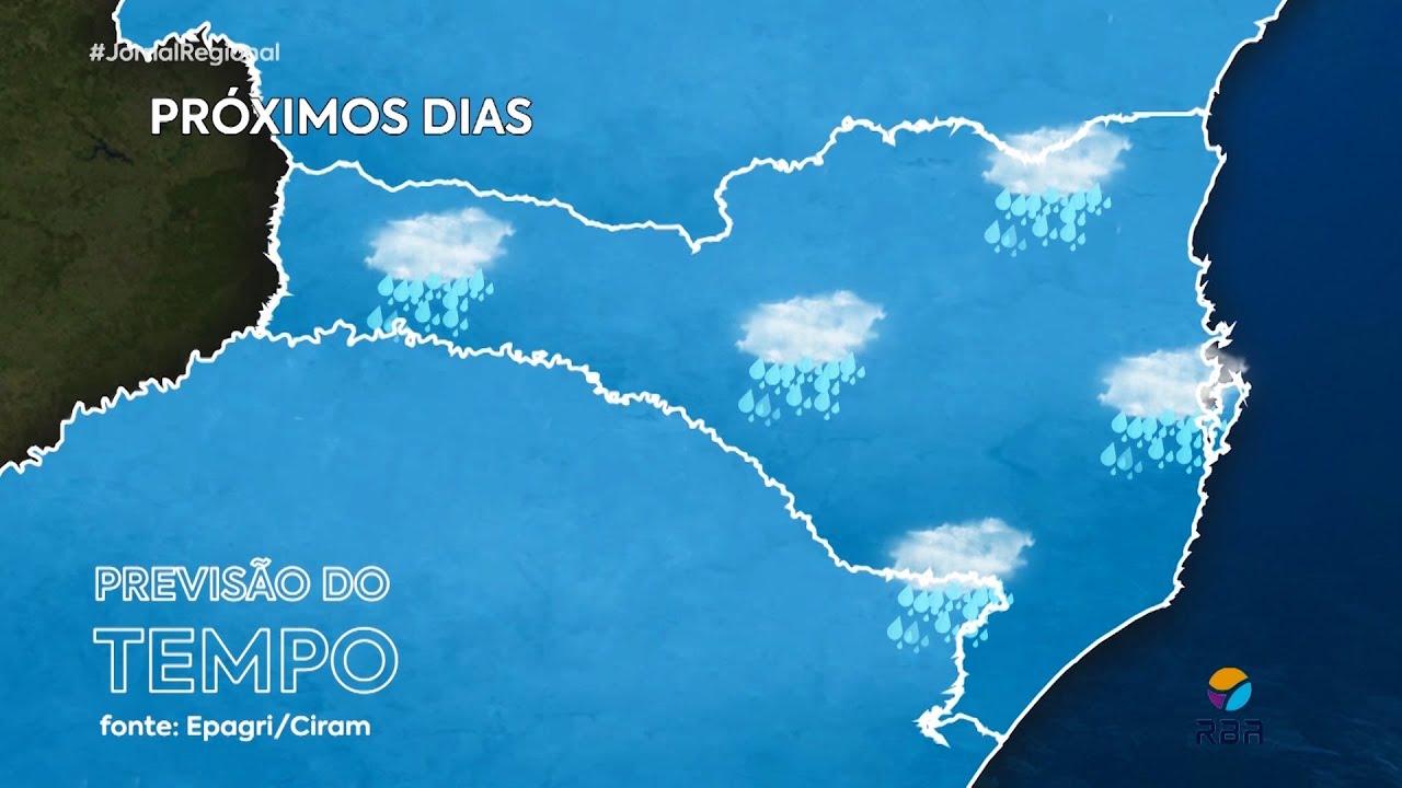 O sábado terá nebulosidade variável, com aberturas de sol e chuva fraca a moderada na Grande Florianópolis e norte do estado