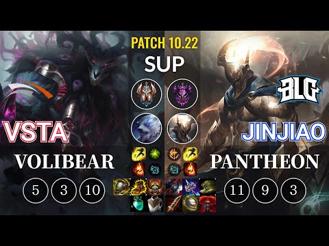 HLE Vsta Volibear vs BLG Jinjiao Pantheon Sup - KR Patch 10.22