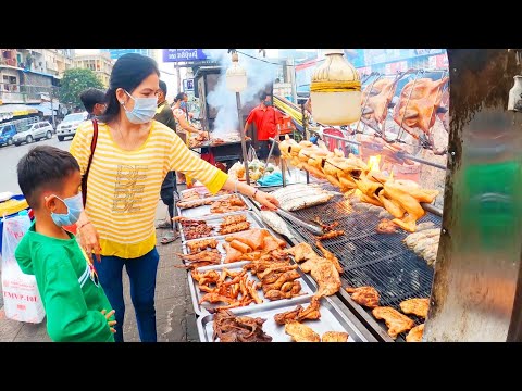 AMAZING STREET FOOD TOUR AT ORUSSEY MARKET, PHNOM PENH, CAMBODIA WALKING TOUR