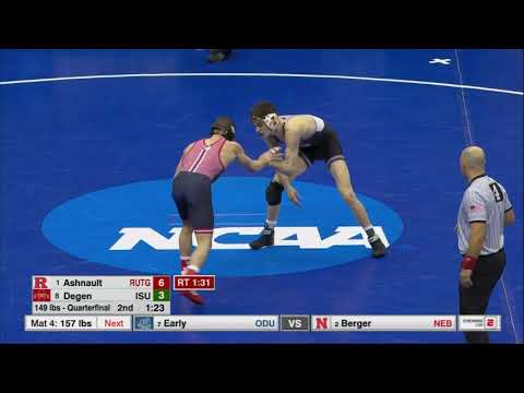 2019 NCAA Wrestling (149 lb) Quarterfinal - (1) Anthony Ashnault (Rutg) vs. Jarrett Degen (ISU)