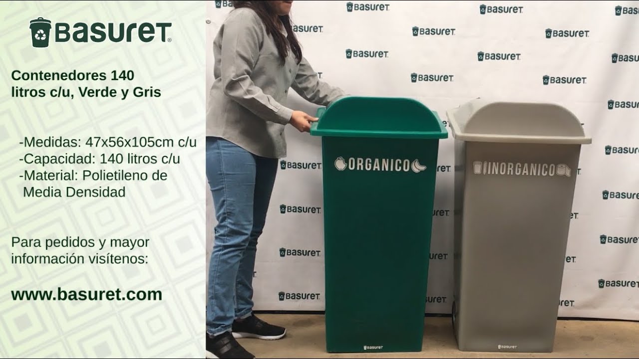 Basuret Botes de Basura Contenedor Doble 140 litros c:u