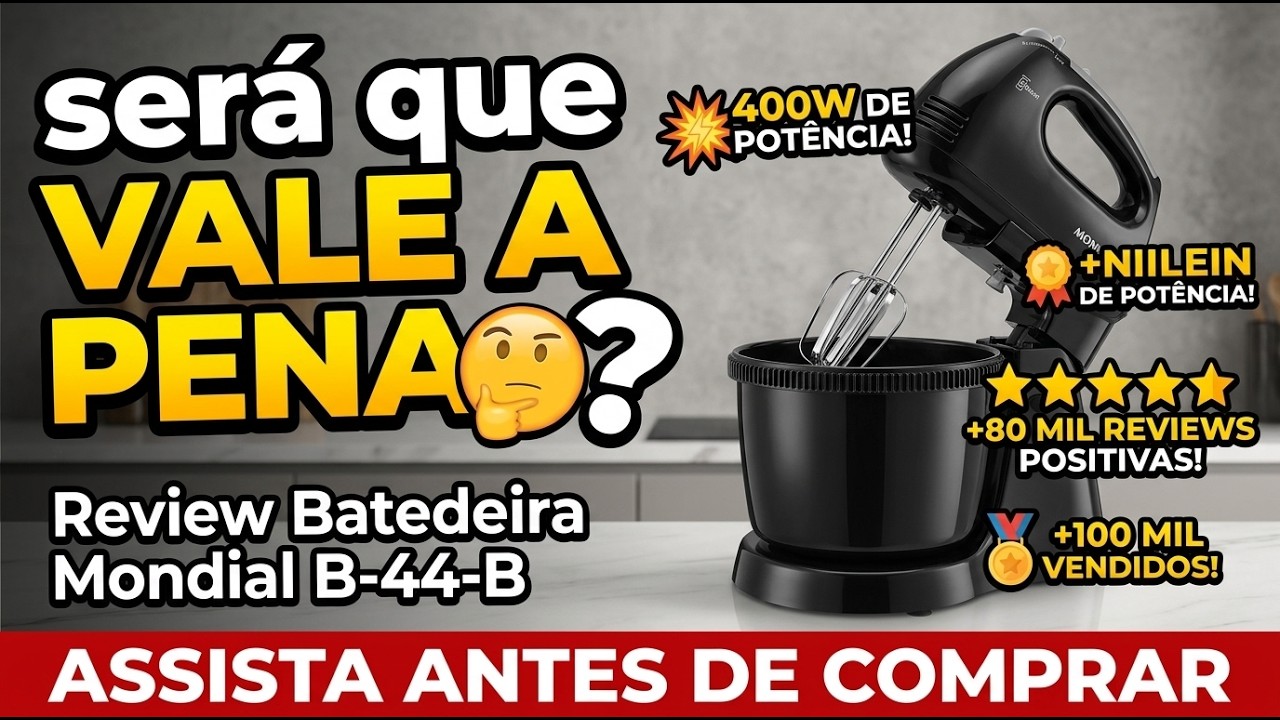 Miniatura da avaliação em vídeo de Batedeira MONDIAL B-29 NP 400W Inox Premium 110V Vermelho