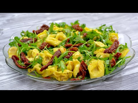 Sałatka z tortellini, suszonymi pomidorami i rukolą - Prosta przekąska -Jak zrobić - Smakowite Dania