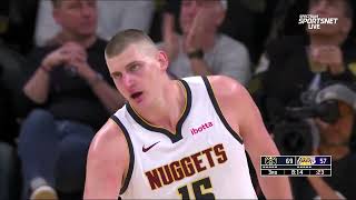 Nikola Jokic responds with 3 pointer in AD face for a double block