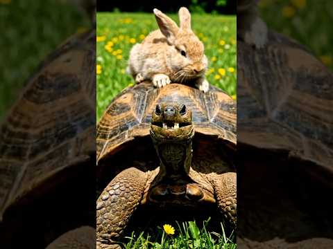 When a Lazy Rabbit Gets a Free Ride #rabbit #tortoise #animal #nature #trending #tools #shorts #USA