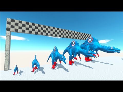SPEED RACE TEST ALL SIZE SPINOSAURUS CAPTAIN AMERICA - Animal Revolt Battle Simulator