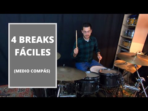 4 EASY DRUM BRAKES (Half-Bar Breaks) - DRUM LESSONS