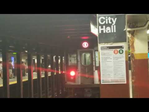 149th street bound R142A (5) train leaving Brooklyn Bridge-City hall (Featuring NIS R62 (2) train)!