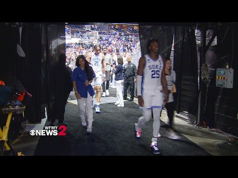 Duke players and Coaches headed to locker room after win over Oral Roberts