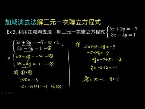 例題 加減消去法2 解二元一次聯立方程式 均一教育平台 例題 加減消去法2 解二元一次聯立方程式 均一教育平台
