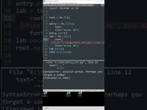 How to create an Entry input field with Python and tkinter