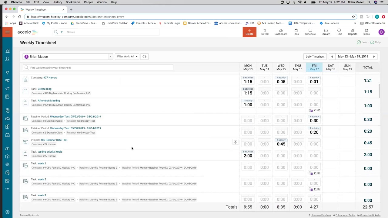 Managing Weekly Timesheets