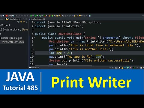 Java Tutorial #85 - Java PrintWriter Class with Examples