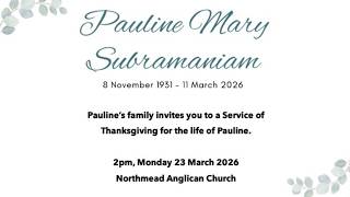 Pauline Subramaniam Funeral
