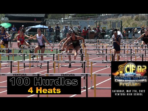 2022 TF - CIF-ss Prelims (D2) - 100 Hurdles (Girls, 4 Heats)