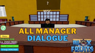 All Manager Dialogue & Their Meanings in Blox Fruits | How To Talk To The Manager in Blox Fruits