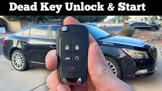 2010 - 2016 BUICK LACROSSE - How To Unlock Open & Start With Dead Remote Key Fob Battery Not Working