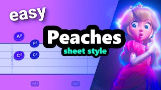 Peaches  - The Super Mario Bros Movie  ~  sheet style ; easy piano