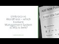 Umbraco Vs WordPress