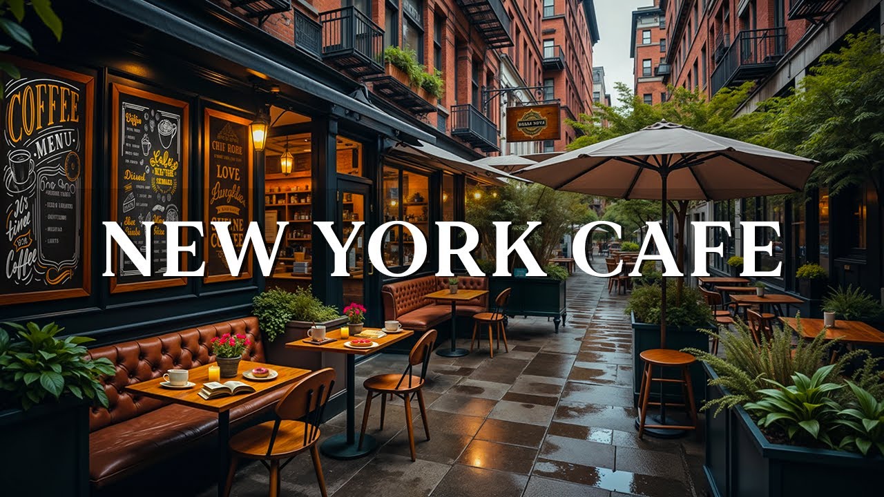 Smooth Bossa Nova Jazz Music to Unwind ☕ Outdoor Coffee Ambience in Rainy New York