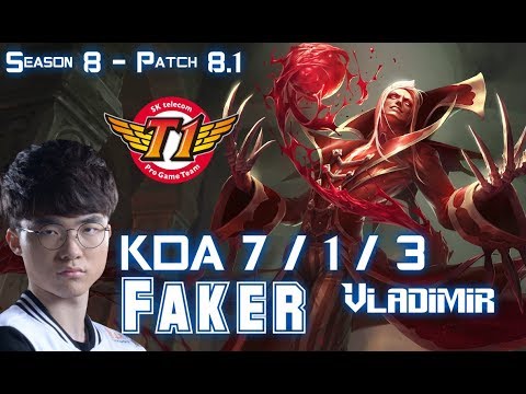 SKT T1 Faker VLADIMIR vs RYZE Mid - Patch 8.1 KR Ranked